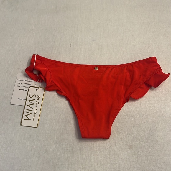 NWT For Love & Lemons Rodeo Ruffle Bikini Bottom Red - Picture 4 of 7